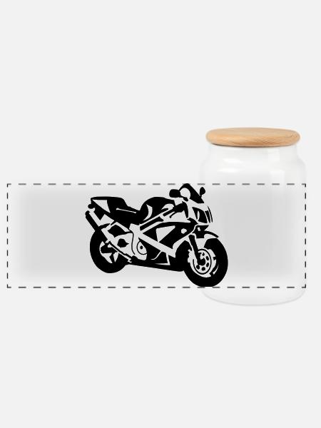 Motorrad - Panorama Keksdose mit Holzdeckel - Weiß