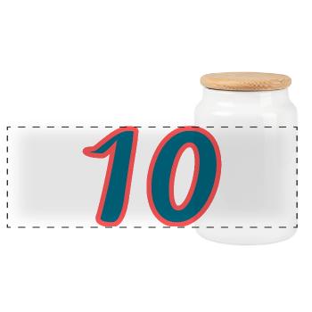 10. 10 YEARS. 10th ANNIVERSARY. 10 YEAR ANNIVERSARY. - Panoramic Cookie Jar with Wooden Lid - white - Front