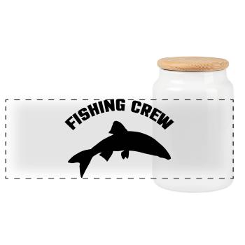 Fishing Crew - Panoramic Cookie Jar with Wooden Lid - white - Front