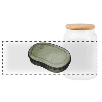 GDR Lunch Box Illustration - Panoramic Cookie Jar with Wooden Lid - white - Front