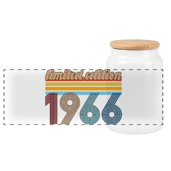 Vintage Birthday 1966 Retro Gift Born In 1966 - Panoramic Cookie Jar with Wooden Lid - white - Front