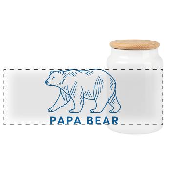 Papa Bear - Panoramic Cookie Jar with Wooden Lid - white - Front
