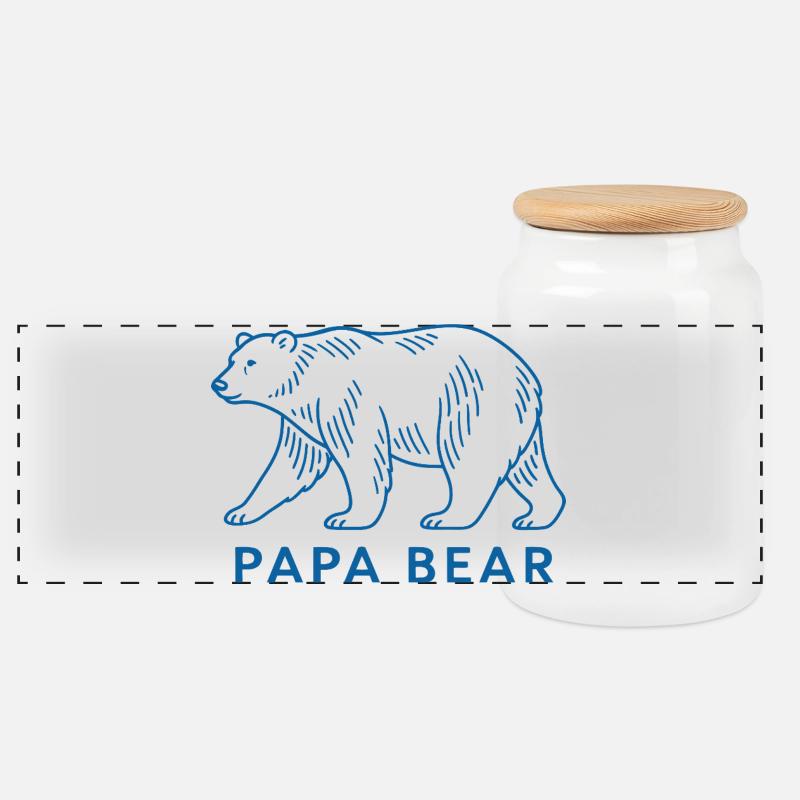 Papa Bear - Panorama Keksdose mit Holzdeckel - Weiß