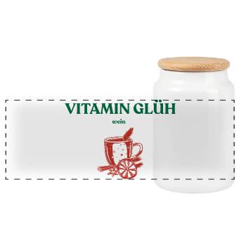 Vitamin Mulled Wine Christmas Market Design Healthy - Panoramic Cookie Jar with Wooden Lid - white - Front