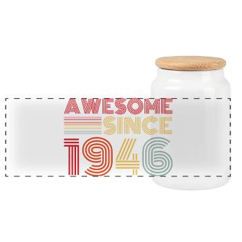 Vintage 1946 Rétro Cadeau D’anniversaire 1946 - Boîte à biscuits avec couvercle en bois - blanc - Devant