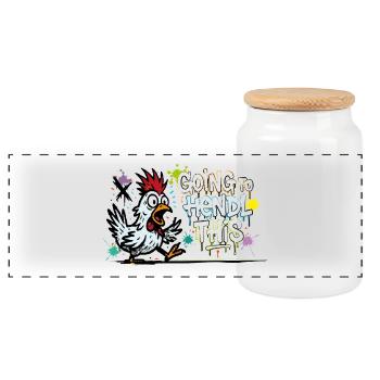 Going to Hendl This Graffiti Denglisch Spruch - Panoramic Cookie Jar with Wooden Lid - white - Front