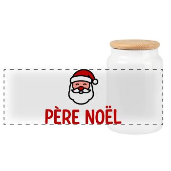 Santa Claus humor - Panoramic Cookie Jar with Wooden Lid - white - Front
