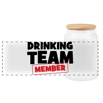 Mitglied des Trinkteams / Alkohol - Panorama Keksdose mit Holzdeckel - Weiß - Vorne