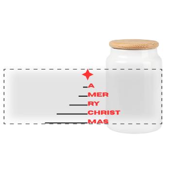A Merry Christmas - Panoramic Cookie Jar with Wooden Lid - white - Front