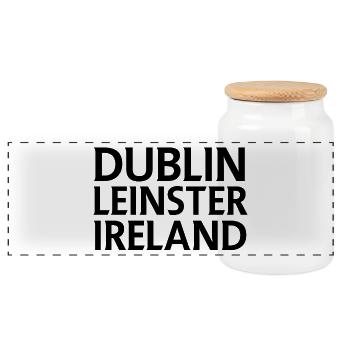 Dublin – Irland Textdesign - Panorama Keksdose mit Holzdeckel - Weiß - Vorne