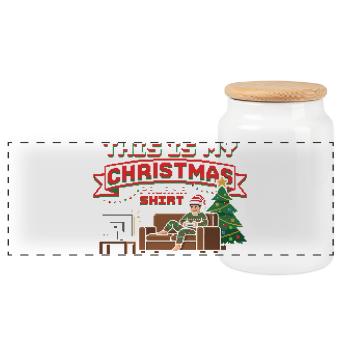 Joueur Pyjama de Noël Drôle Cool Épique Gamer - Boîte à biscuits avec couvercle en bois - blanc - Devant