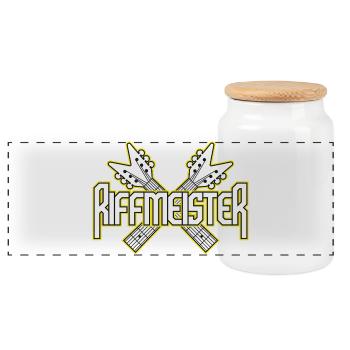 Riffmeister Crossed Guitars - Panoramic Cookie Jar with Wooden Lid - white - Front