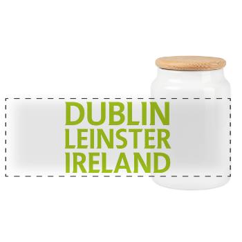 Dublin – Irland Textdesign - Panorama Keksdose mit Holzdeckel - Weiß - Vorne
