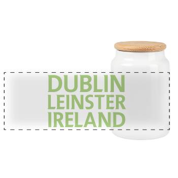 Dublin – Irland Textdesign - Panorama Keksdose mit Holzdeckel - Weiß - Vorne