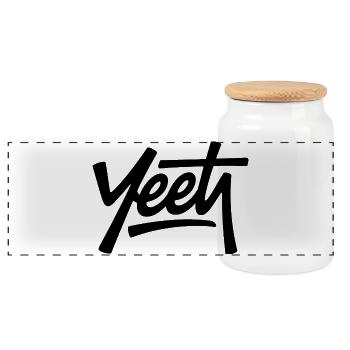 Yeet - Funny Gen Alpha Memes - Panoramic Cookie Jar with Wooden Lid - white - Front