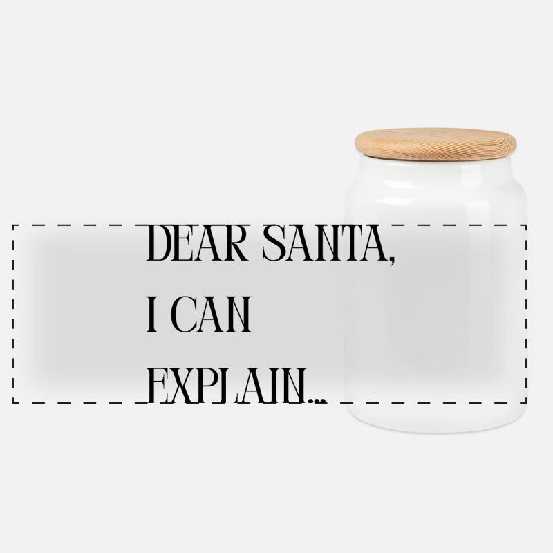 Titel Dear Santa I can explain – Lustiger Spruch - Panorama Keksdose mit Holzdeckel - Weiß