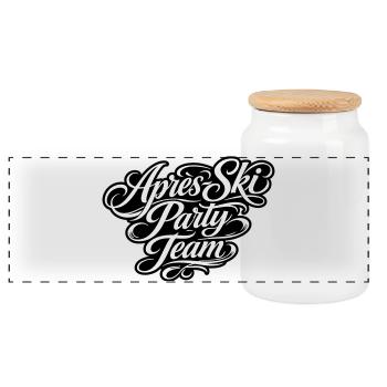 Équipe de la fête d’après-ski - Boîte à biscuits avec couvercle en bois - blanc - Devant