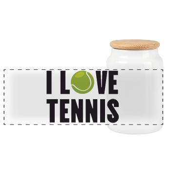 Ich liebe Tennis - Panorama Keksdose mit Holzdeckel - Weiß - Vorne