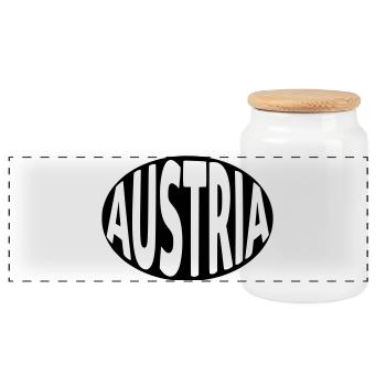 Austria - Austria Typography - Panoramic Cookie Jar with Wooden Lid - white - Front