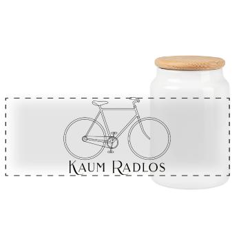 Hardly Wheelless – Minimal Bike Statement for Bikers - Panoramic Cookie Jar with Wooden Lid - white - Front