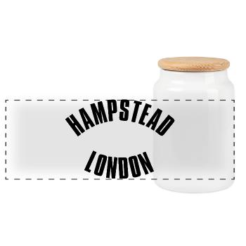 Hampstead Londoner Briefmarke - Panorama Keksdose mit Holzdeckel - Weiß - Vorne