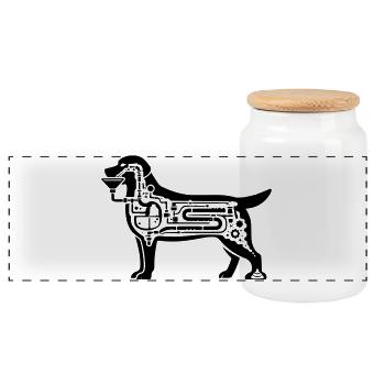 Digestion mécanique du chien - Boîte à biscuits avec couvercle en bois - blanc - Devant
