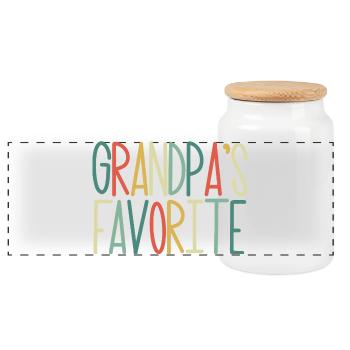 Favorite grandchild Funny grandpa favorite - Panoramic Cookie Jar with Wooden Lid - white - Front