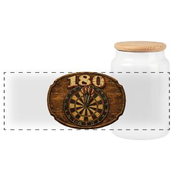 Retro 180 dartboard for dart players - gift - Panoramic Cookie Jar with Wooden Lid - white - Front