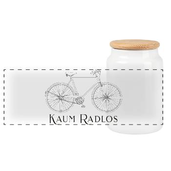 Hardly ever without a bike – cycling humor for cycling fans - Panoramic Cookie Jar with Wooden Lid - white - Front