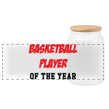 Basketball Player of the Year - Panoramic Cookie Jar with Wooden Lid - white - Front