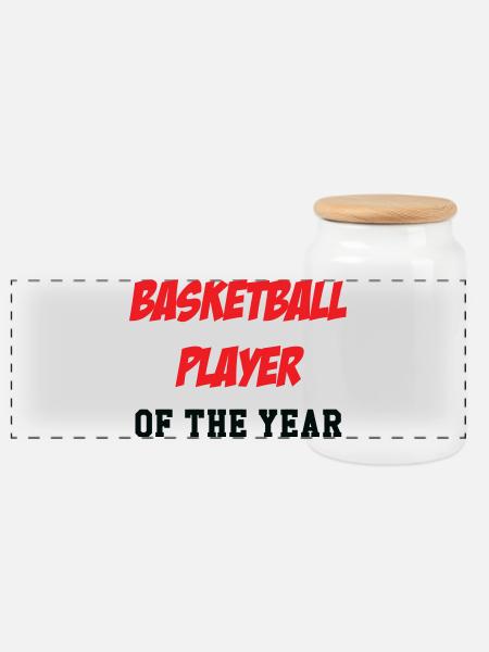 Basketball Player of the Year - Panoramic Cookie Jar with Wooden Lid - white