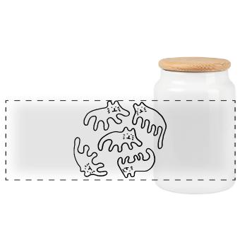 kissat_transparent - Panoramic Cookie Jar with Wooden Lid - white - Front