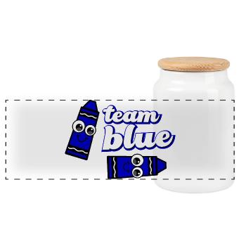 Équipe Bleu Crayon Drôle - Boîte à biscuits avec couvercle en bois - blanc - Devant