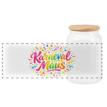 Cadeau mignon mignon de la Souris Carnaval Carnaval Cologne - Boîte à biscuits avec couvercle en bois - blanc - Devant