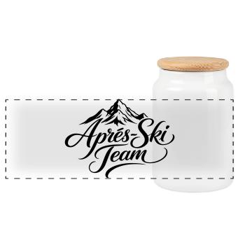 Après Ski Team Mountains - Panoramic Cookie Jar with Wooden Lid - white - Front