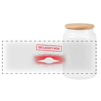 Declassify Now – Zeit für UFO-Offenlegung - Panoramic Cookie Jar with Wooden Lid - white - Front