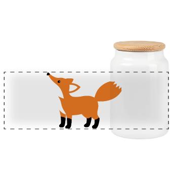 Cute curious fox minimalist style - Panoramic Cookie Jar with Wooden Lid - white - Front