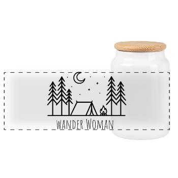 Wander Woman Wandern Berge Wanderwoman - Panorama Keksdose mit Holzdeckel - Weiß - Vorne