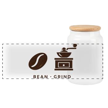 BEAN. MOUDRE. CAFÉ. CAFÉ - Boîte à biscuits avec couvercle en bois - blanc - Devant