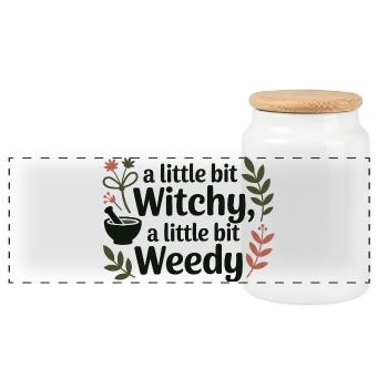 Herbalist Witchy Weedy Professional Clinical  - Panoramic Cookie Jar with Wooden Lid - white - Front
