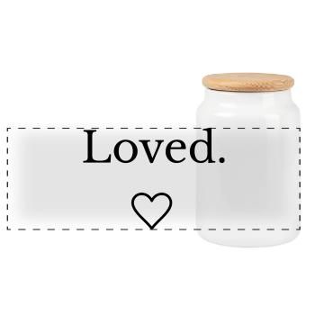 Loved – Minimales Herz-Design - Panorama Keksdose mit Holzdeckel - Weiß - Vorne