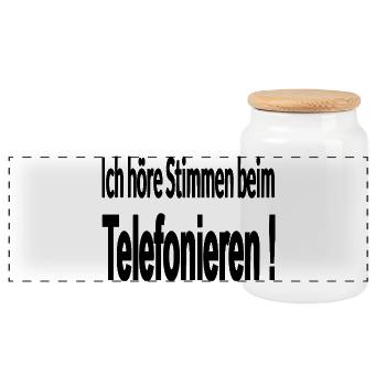 telephone - Panoramic Cookie Jar with Wooden Lid - white - Front