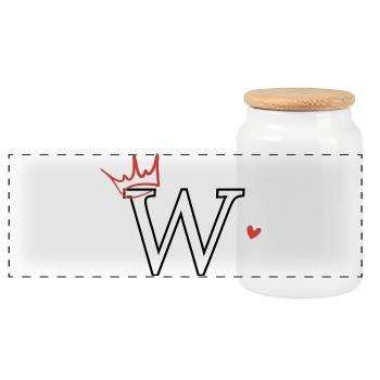 Lettre w couronne cœur - Boîte à biscuits avec couvercle en bois - blanc - Devant