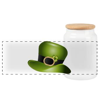 Grüner Zylinderhut mit Kleeblatt – St Patrick - Panorama Keksdose mit Holzdeckel - Weiß - Vorne