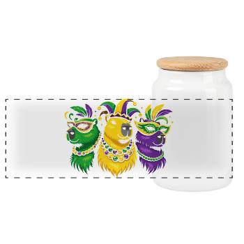 Capybara Maskenfest Trio Mardi Gras - Panorama Keksdose mit Holzdeckel - Weiß - Vorne