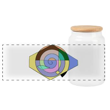 Spirale Farbspaß Geometrie - Panorama Keksdose mit Holzdeckel - Weiß - Vorne