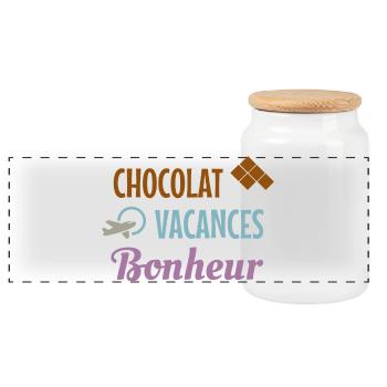 Chocolate Holiday Happiness - Panoramic Cookie Jar with Wooden Lid - white - Front