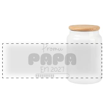 Promoted to Dad in 2027 Announcement Pregnancy Dad Future Dad - Panoramic Cookie Jar with Wooden Lid - white - Front