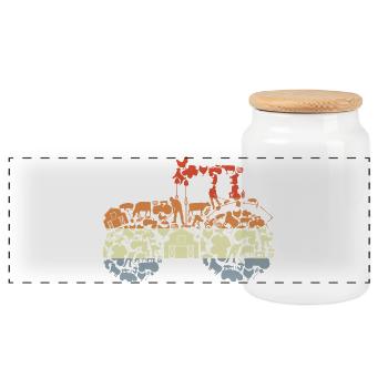 Silhouette de tracteur rétro - Boîte à biscuits avec couvercle en bois - blanc - Devant