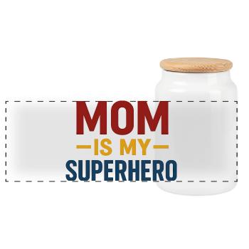 Mama-Superheldin — Fettgedruckte Typografie - Panorama Keksdose mit Holzdeckel - Weiß - Vorne